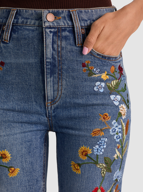 BROOKLYN BLUE/MULTI-BEAUTIFUL EMBROIDERED JEAN