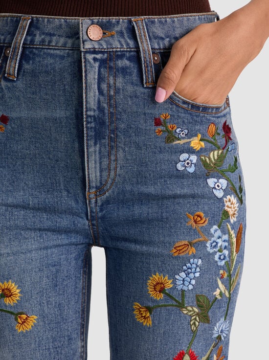 BROOKLYN BLUE/MULTI-BEAUTIFUL EMBROIDERED JEAN
