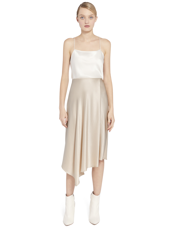 JAYLA DRAPE SLIP MIDI SKIRT - TAUPE image 2 - Alice And Olivia