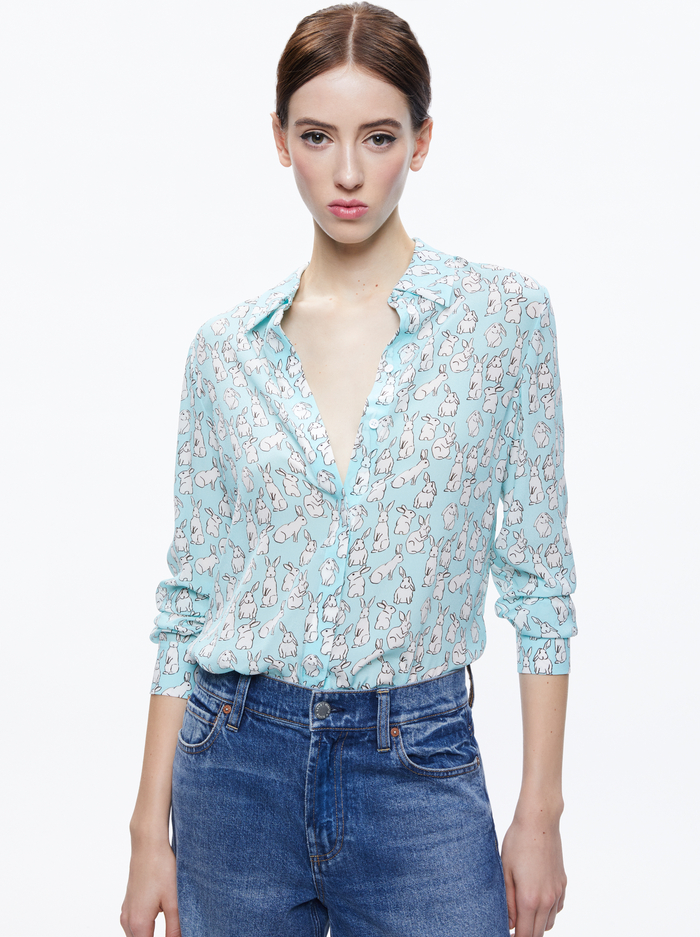 WILLA SILK BLOUSE - LUV BUNNY - Alice And Olivia