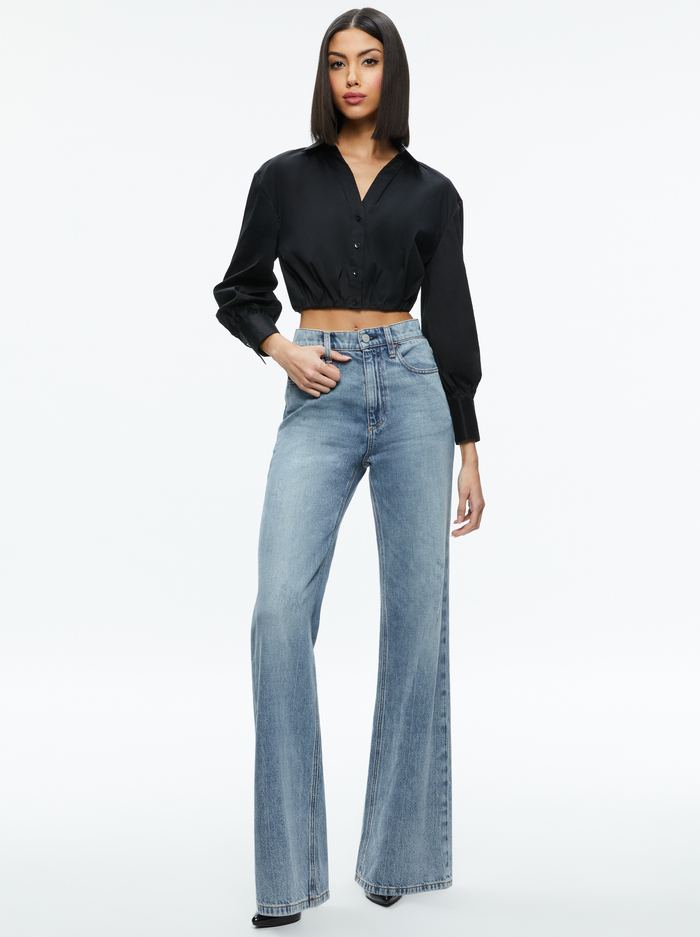 TRUDY CROPPED BUTTON DOWN - BLACK image 4 - Alice And Olivia