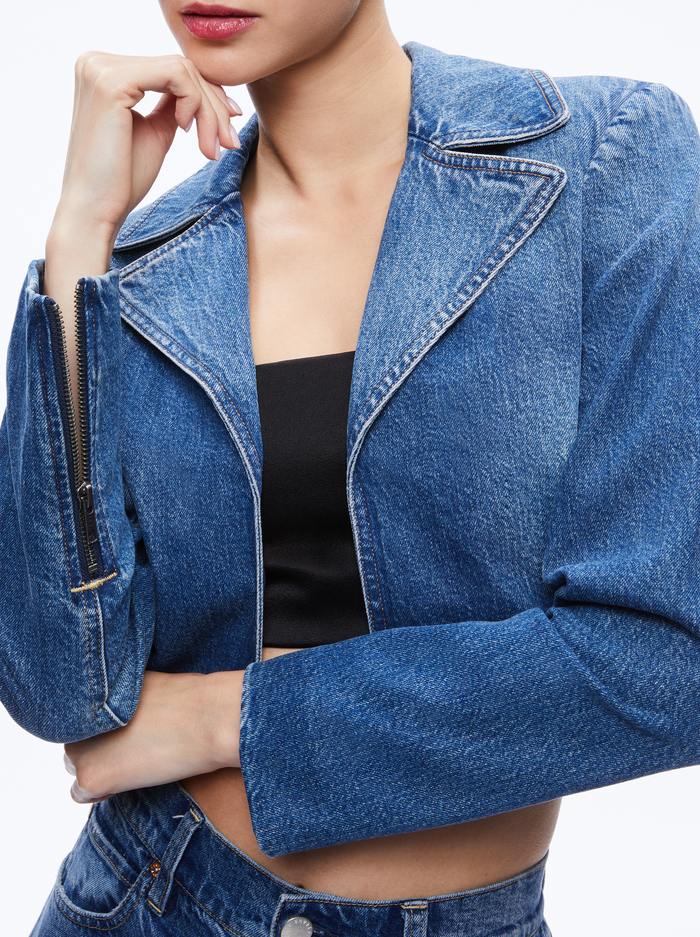 YARDLEY DENIM JACKET - LOLA BLUE image 3 - Alice And Olivia