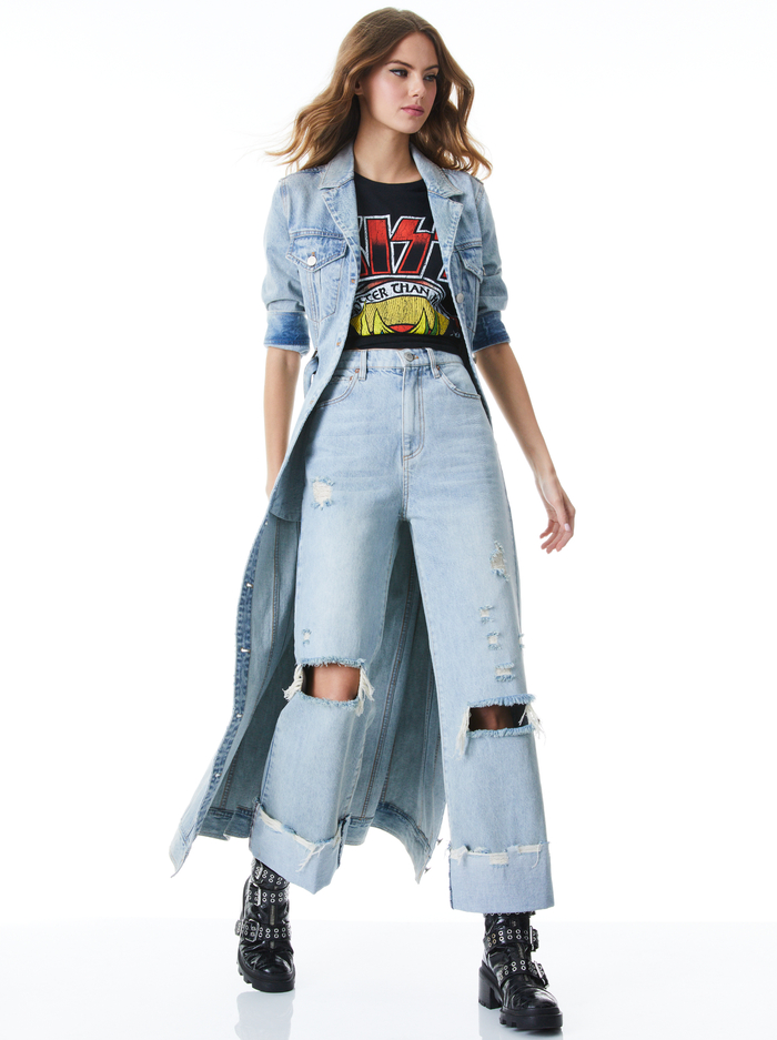 DAREN MAXI DENIM JACKET - ROCKSTAR BLUE image 4 - Alice And Olivia