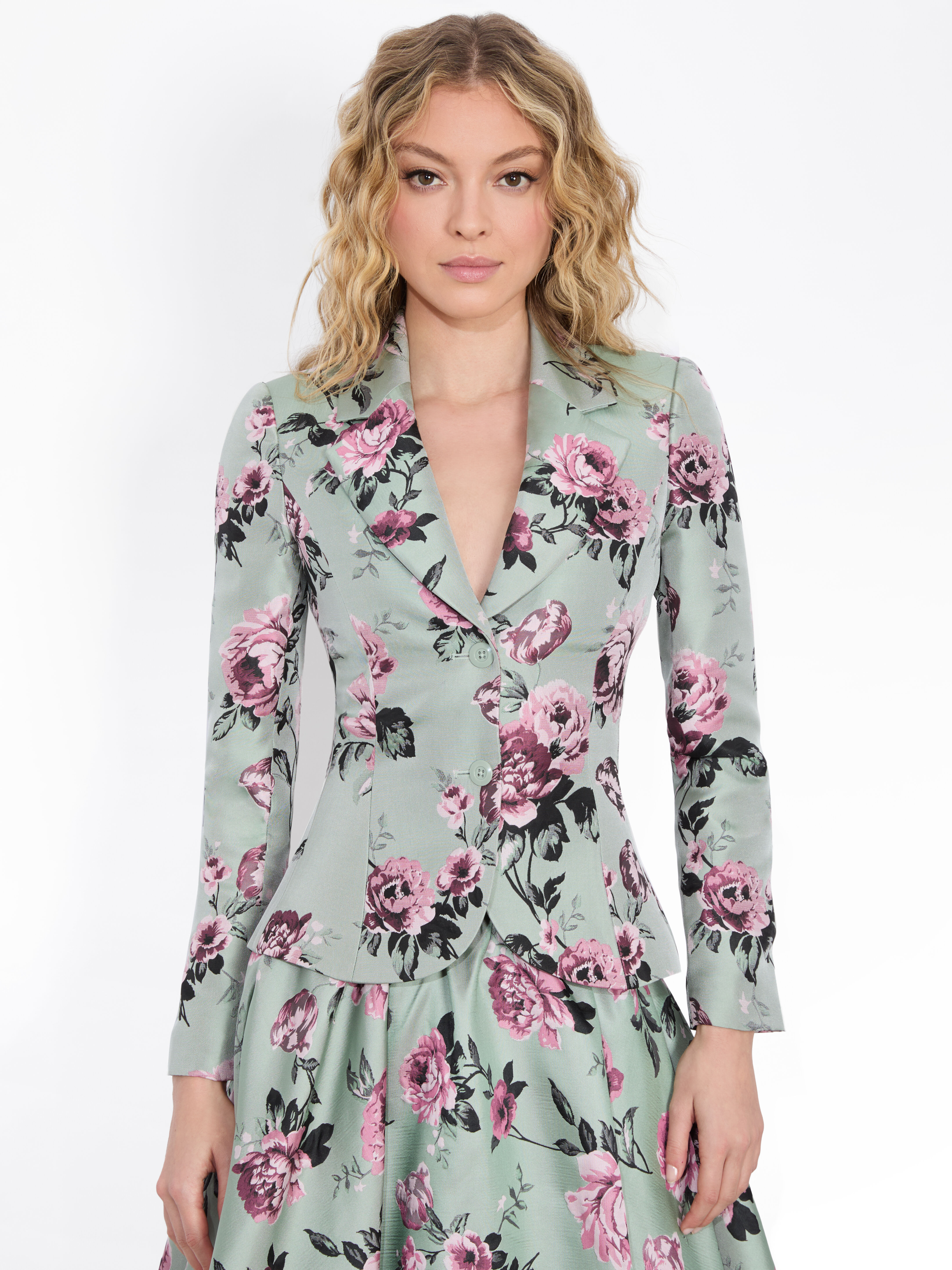 Iana Sculpted Blazer In Sage Multi | Alice + Olivia