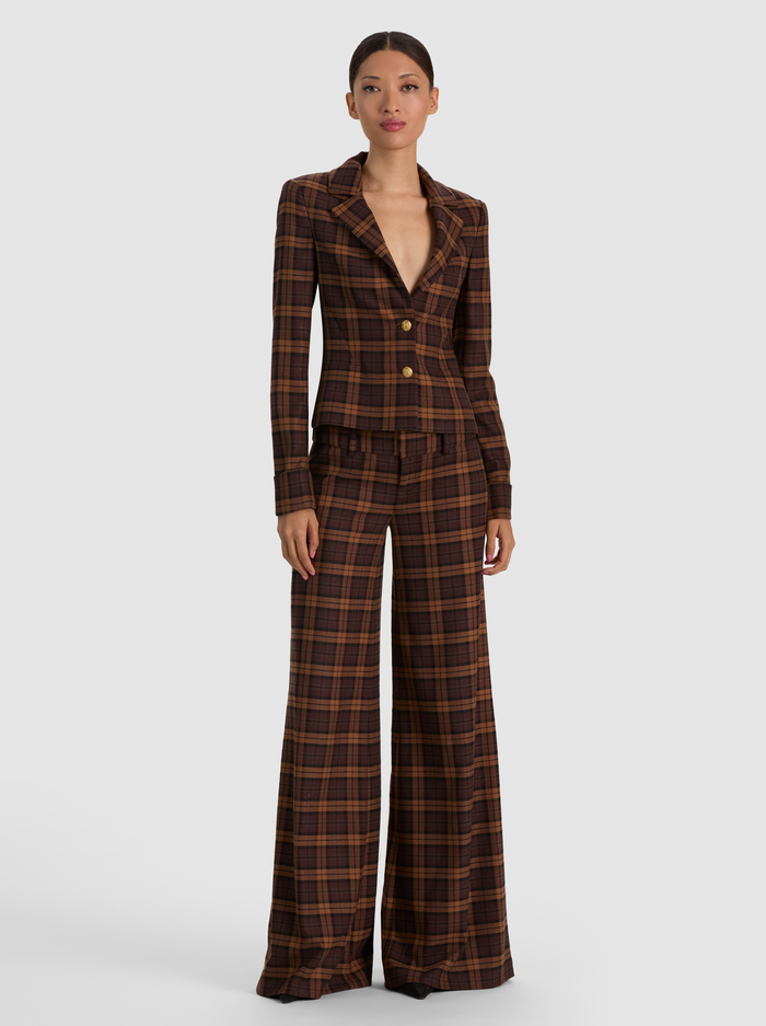 MACEY CROPPED FITTED BLAZER - DARK CHOCOLATE/CAMEL image 1 - ALICE + OLIVIA