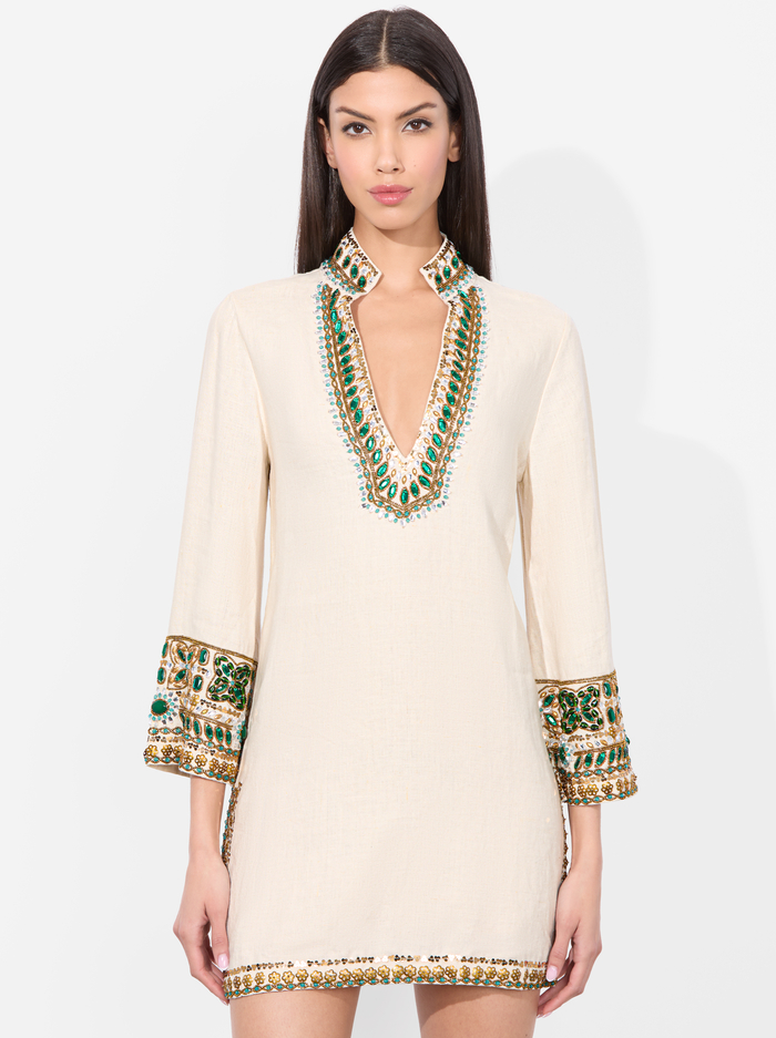 ELEONORA EMBELLISHED TUNIC DRESS - OFF WHITE MULTI image 3 - Alice And Olivia
