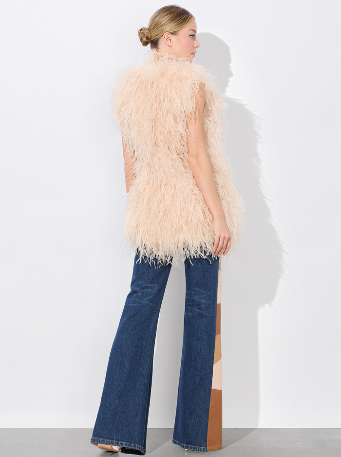 CHANDA OVERSIZED FEATHER VEST - CHAMPAGNE image 3 - Alice And Olivia
