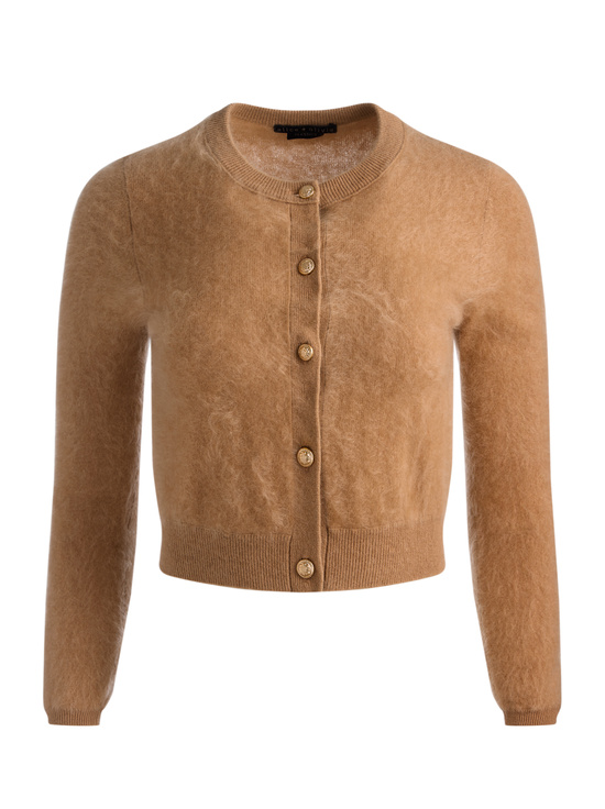 LIGHT PRALINE-DOLLIE BRUSHED CASHMERE CARDIGAN
