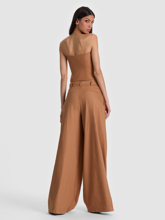 TAN-BLAIRE PLEATED LINEN PANT