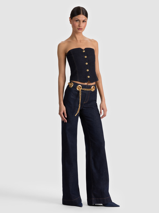 DARK RINSE-JASPER CHAIN BELT JEAN
