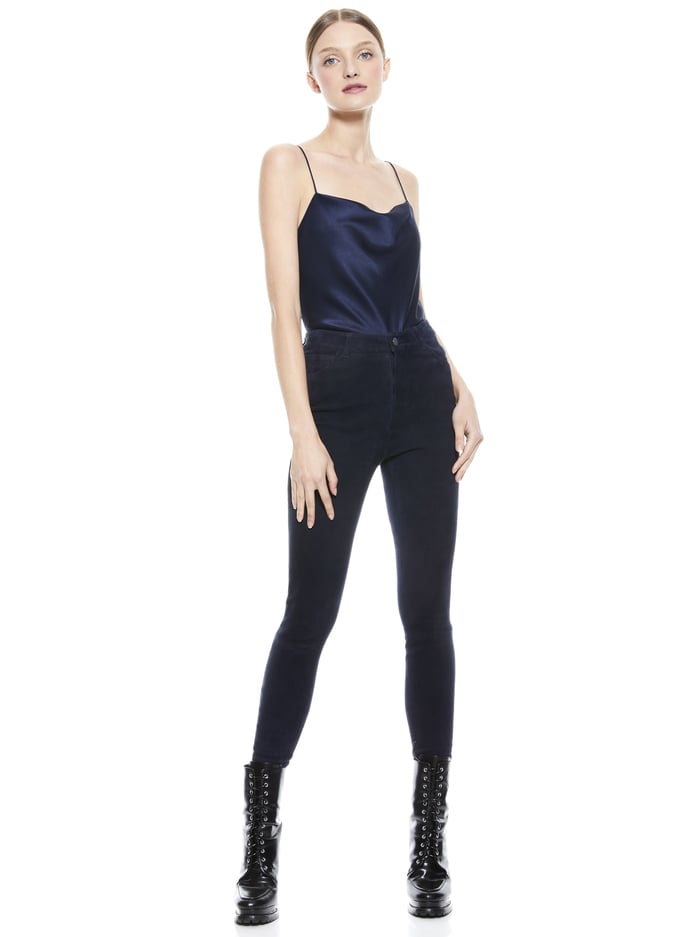 MIKAH SUEDE PANT - NAVY image 4 - Alice And Olivia