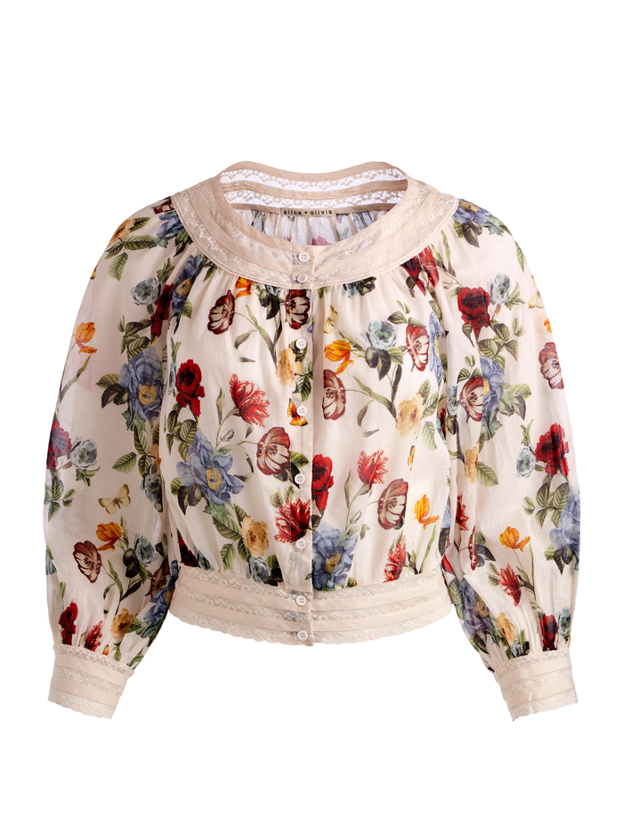 CHERELLE BUTTON DOWN BLOUSE - PROVENCE FLORAL SM image 5 - Alice And Olivia