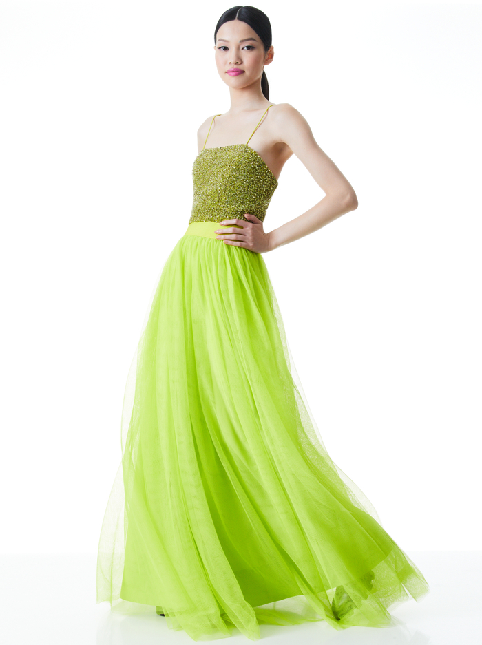 CERESI SEQUIN CROP TOP - LIME PUNCH image 2 - Alice And Olivia