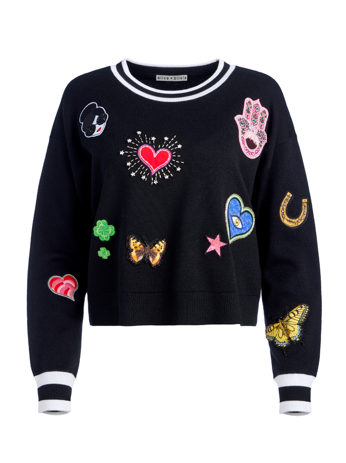 STACEFACE PULLOVER - BLACK MULTI image 5 - Alice And Olivia