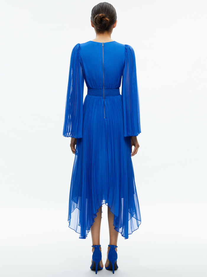 SION SUNBURST PLEATED MAXI DRESS - SAPPHIRE image 1 - ALICE + OLIVIA