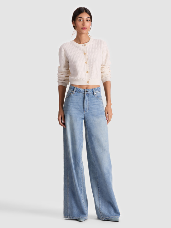 ECRU-DOLLIE CASHMERE CABLEKNIT CARDIGAN