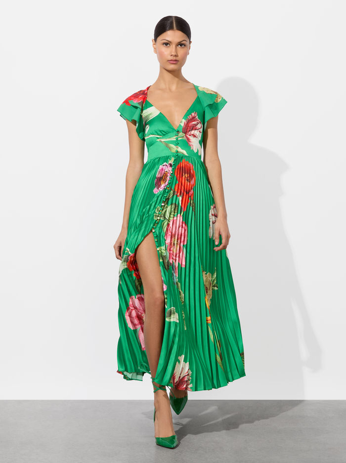 HALIA PLEATED MIDI DRESS - HAMPTONS FLORAL image 5 - Alice And Olivia
