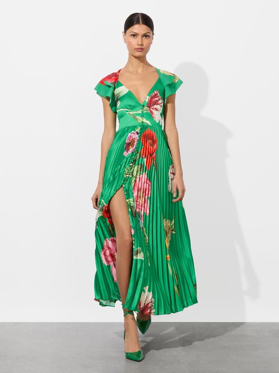 HAMPTONS FLORAL-HALIA PLEATED MIDI DRESS