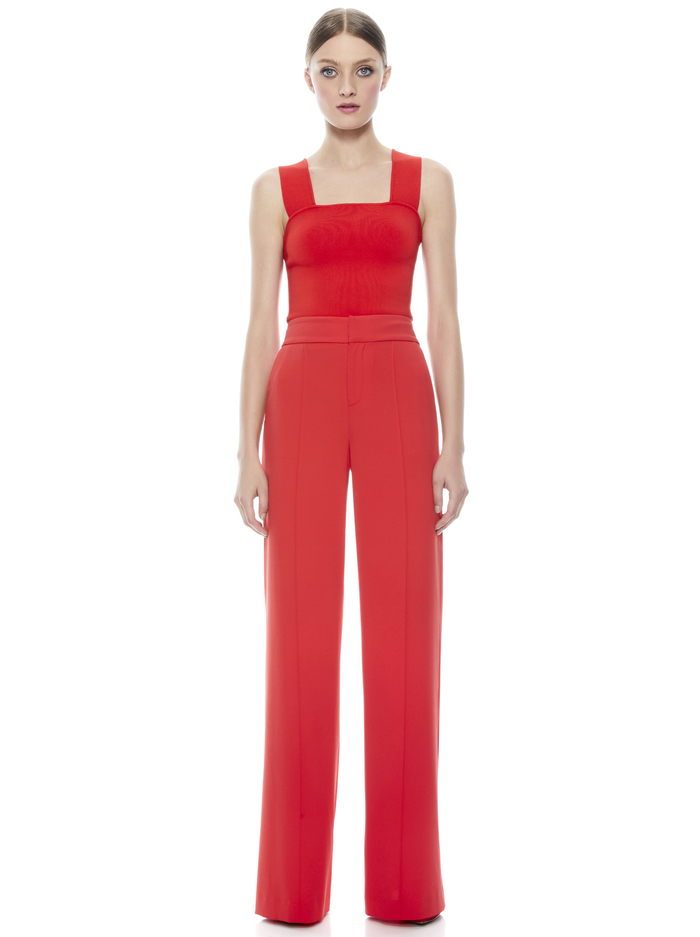 DYLAN HW WIDE LEG PANT - BRIGHT POPPY image 4 - Alice And Olivia