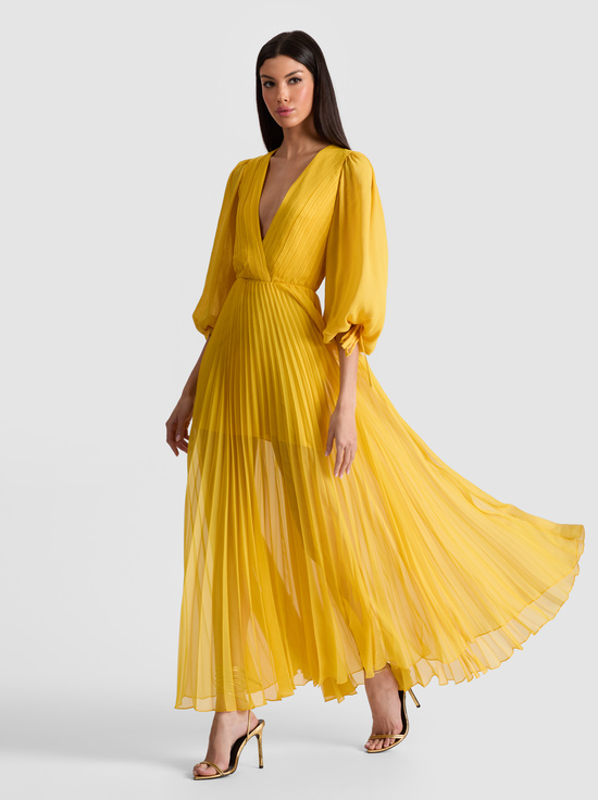 GOLDEN HOUR-NYA PLEATED MAXI DRESS