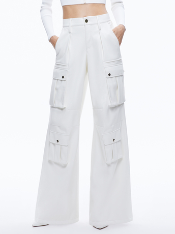 OFF WHITE-JOETTE VEGAN LEATHER CARGO PANT