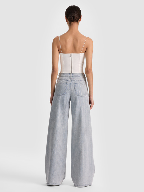 OFF WHITE/CRYSTAL-HALLIE EMBELLISHED PEEKABOO TOP