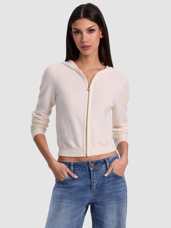 ECRU-DOLLIE CARDIGAN ZIP HOODIE