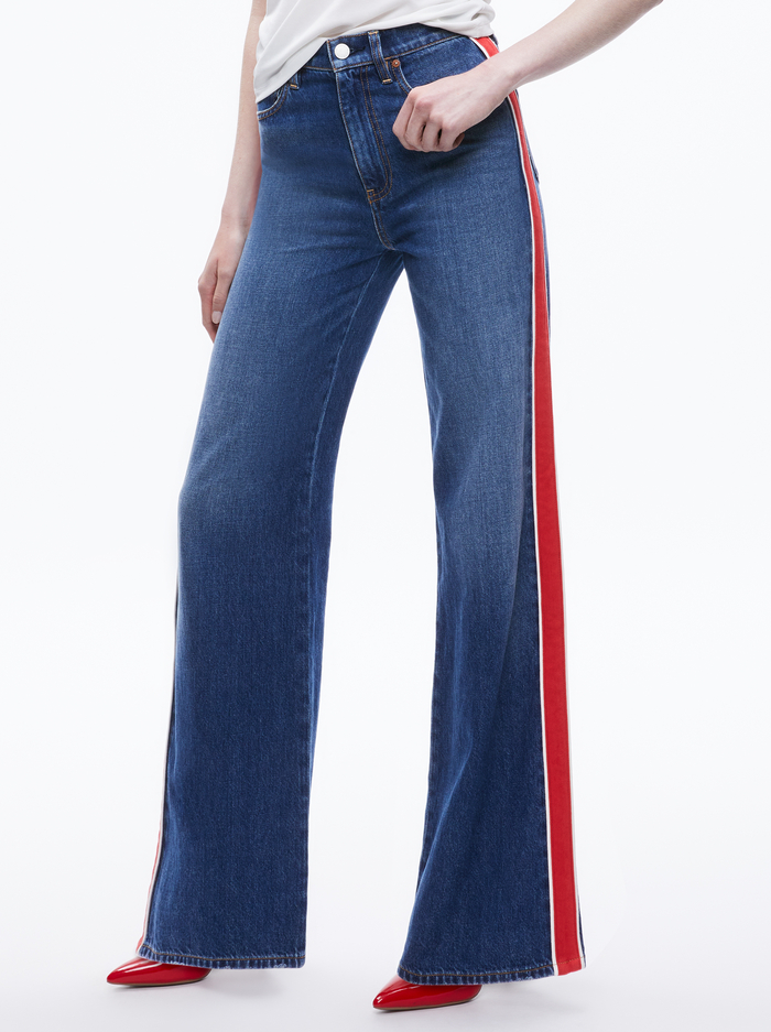 Weezy Side Stripe Jean In Lola Blue