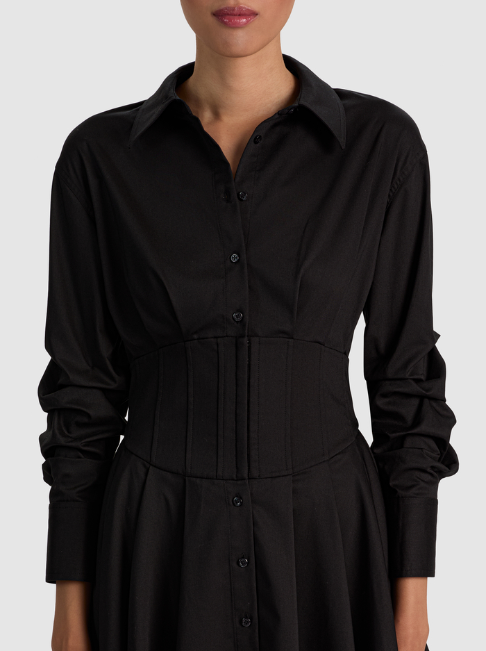 EDIE CORSET MINI SHIRT DRESS - BLACK image 1 - ALICE + OLIVIA
