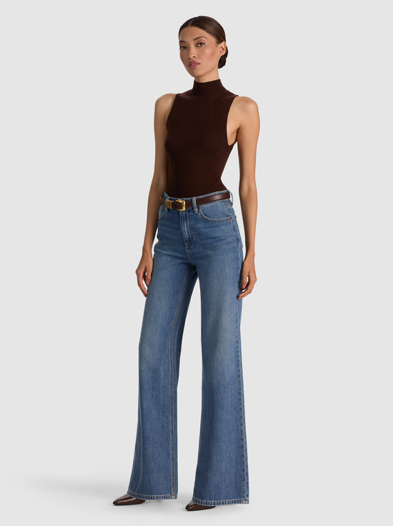 DARK CHOCOLATE-DARCEY WOOL SLEEVELESS TURTLENECK