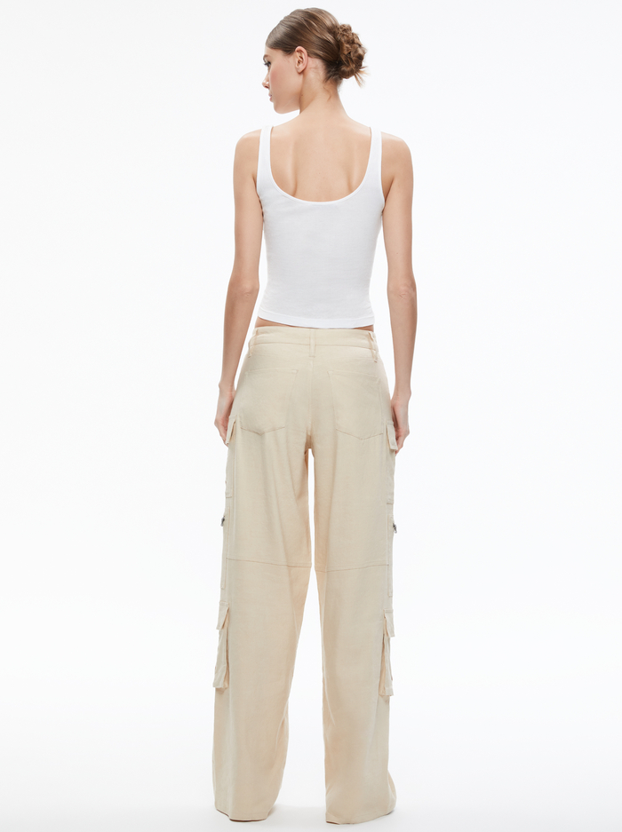 CAY BAGGY CARGO LINEN PANT - NATURAL image 1 - ALICE + OLIVIA