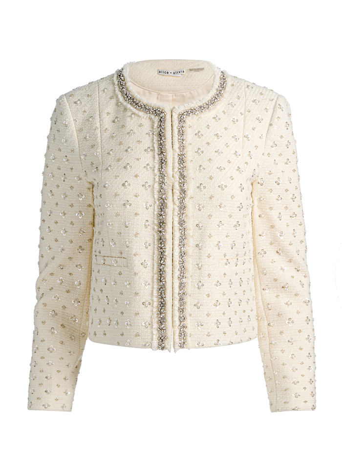 THOMASINA EMBELLISHED TWEED JACKET - VANILLA image 5 - ALICE + OLIVIA