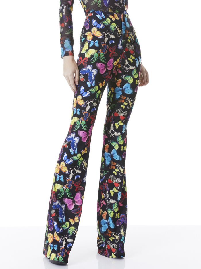 TEENY FIT FLARE BOOTCUT PANT - BUTTERFLY HIGH BLACK - Alice And Olivia