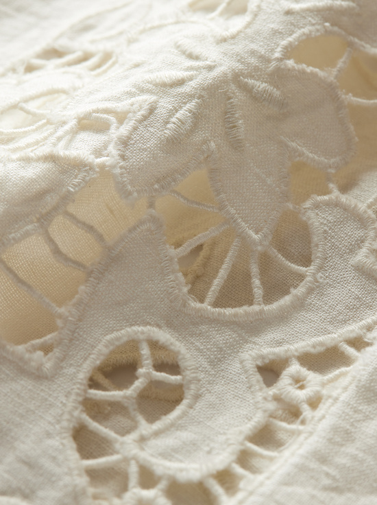 OFF WHITE-FINELY EYELET OVERSIZED BUTTON DOWN