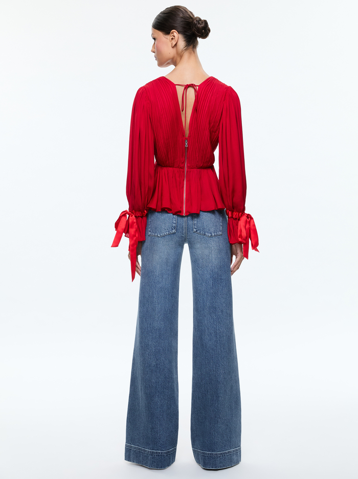 CLARISSA BLOUSE - BRIGHT RUBY image 2 - Alice And Olivia