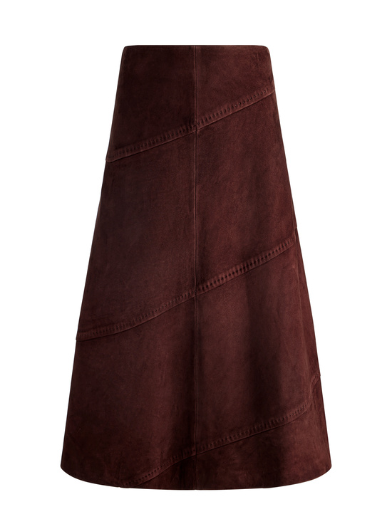 DARK CHOCOLATE-SOSIE SUEDE MIDI SKIRT