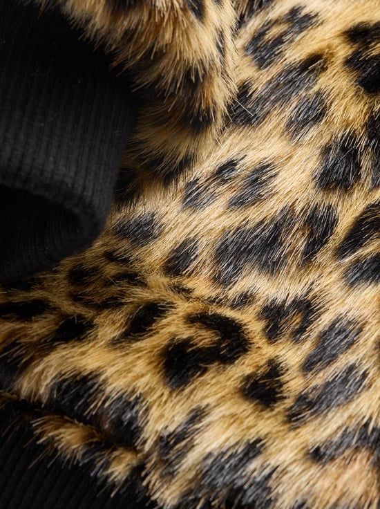 CHEETAH/BLACK-BECKY REVERSIBLE FAUX FUR BOMBER JACKET