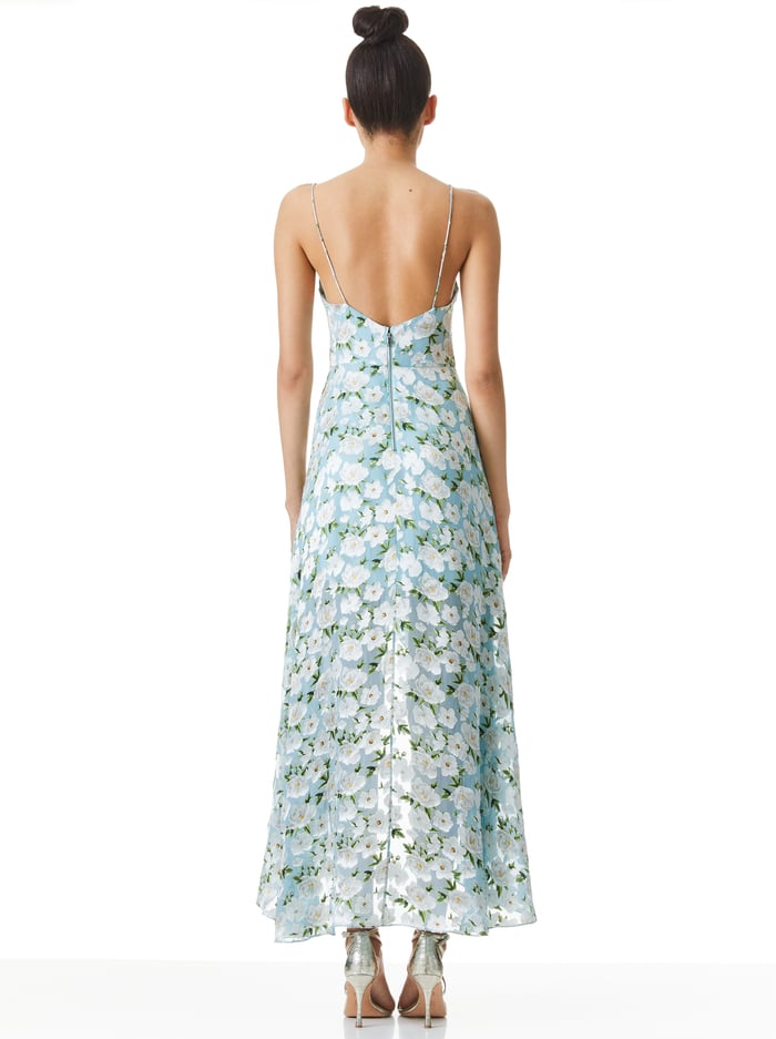 CHRISTINA HIGH LOW MIDI DRESS - FORGET ME NOT POWDER BLUE image 1 - Alice And Olivia