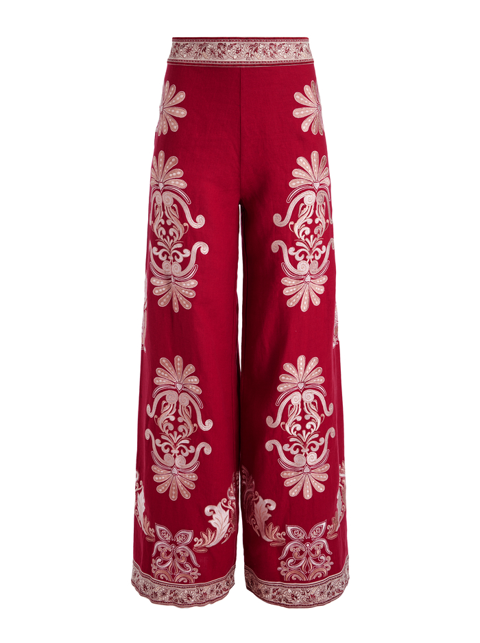ATHENA EMBROIDERED PANT - SERENADE DARK CHERRY image 5 - Alice And Olivia