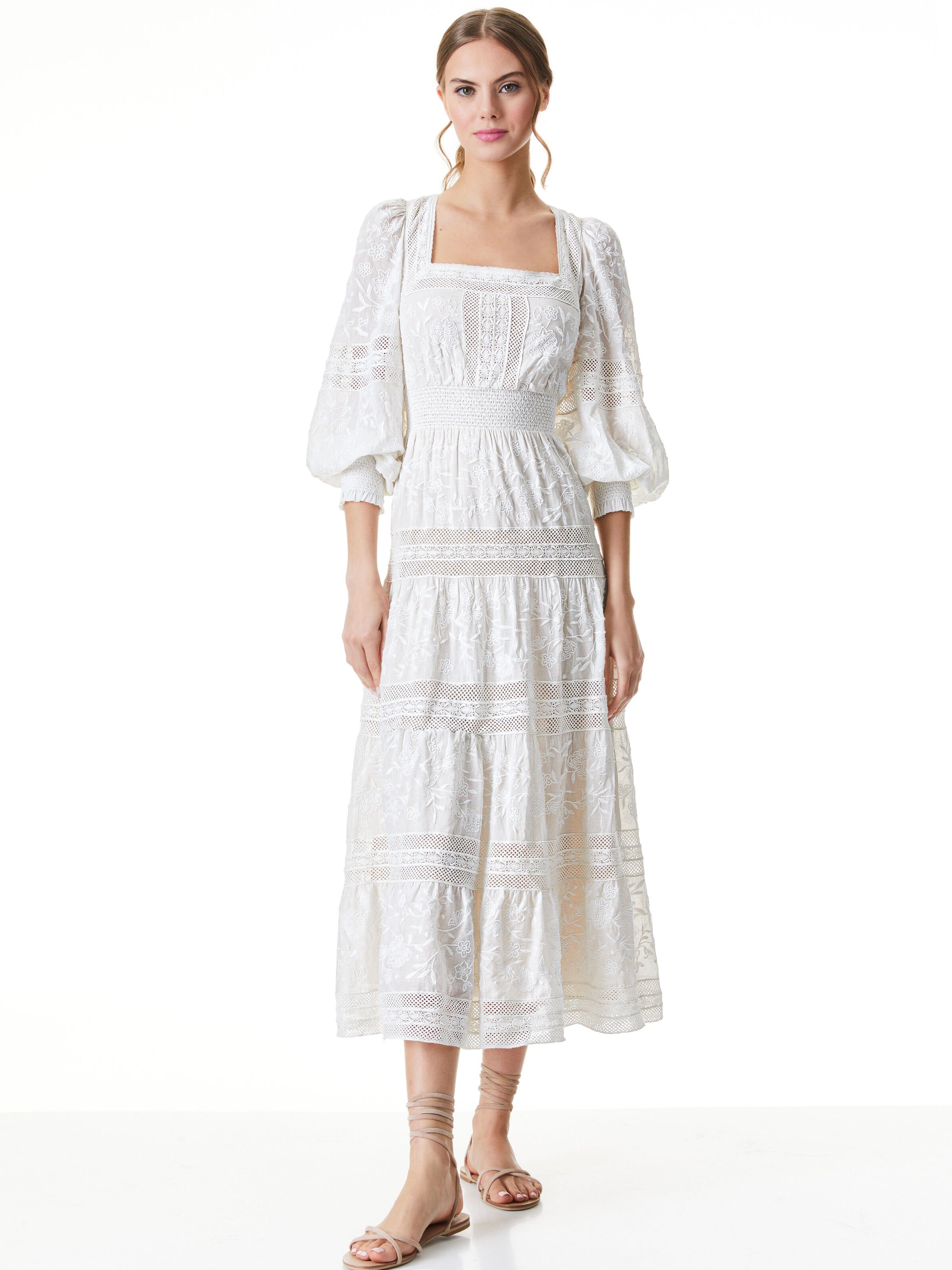 embroidered midi