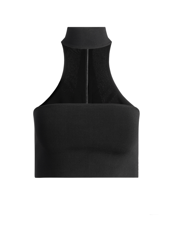 RAYA MOCK NECK RACERBACK CROPPED PULLOVER - BLACK image 5 - Alice And Olivia