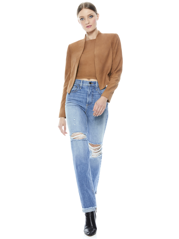 HARVEY SUEDE JACKET - CAMEL image 4 - Alice And Olivia