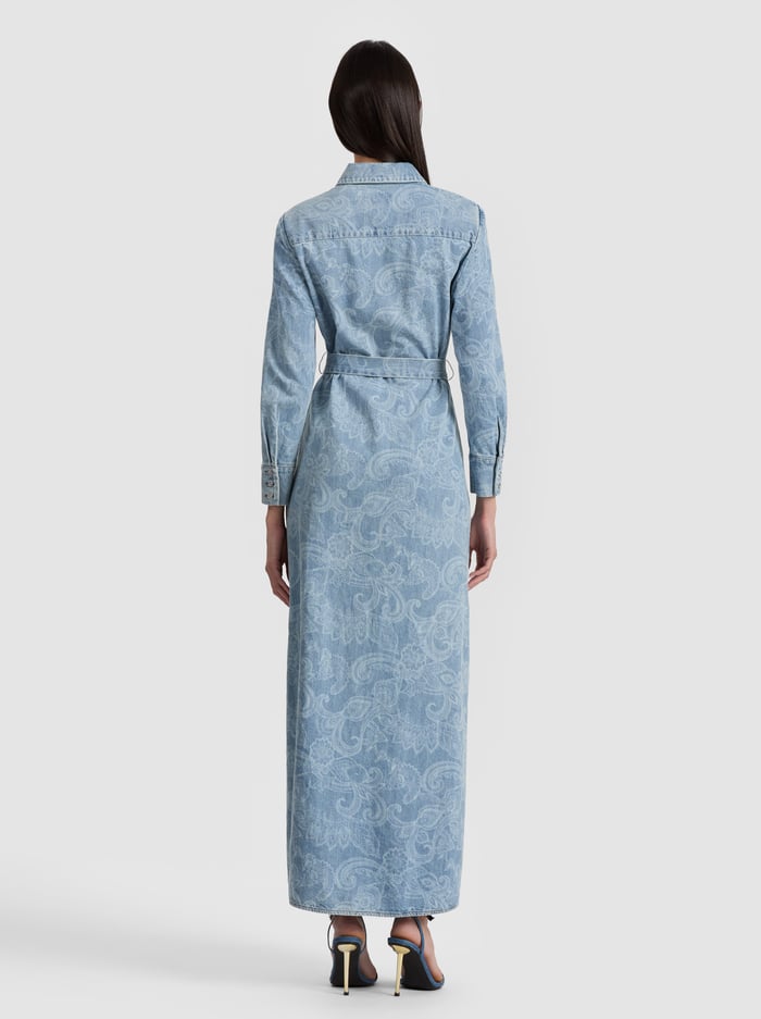CHASSIDY DENIM SHIRT DRESS - LASER PAISLEY image 2 - Alice And Olivia