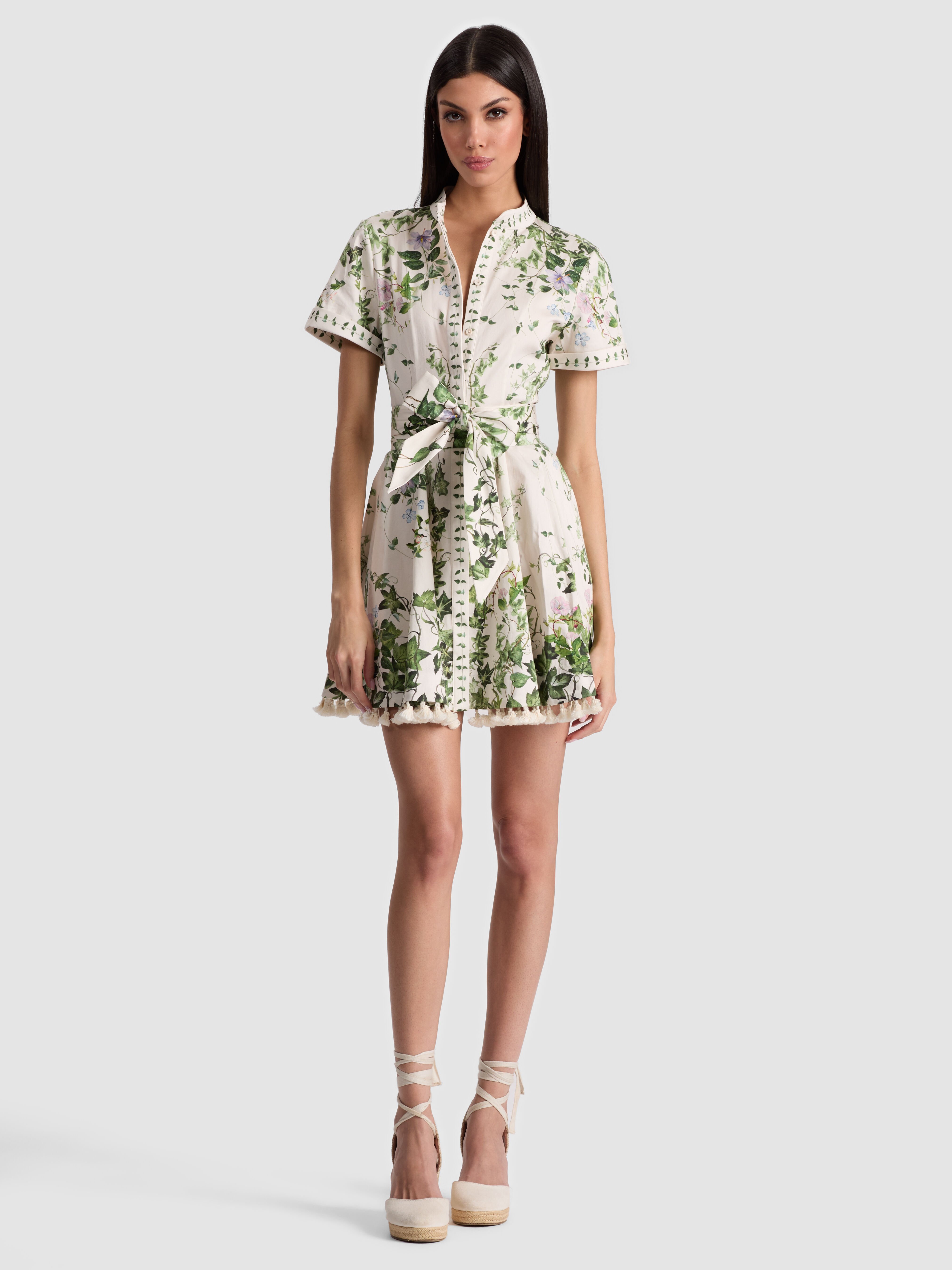 ALICE+OLIVIA レース刺繍 ミニドレス VERNITA Vernita Puff Sleeve Mini Dress In After Midnight | Alice +