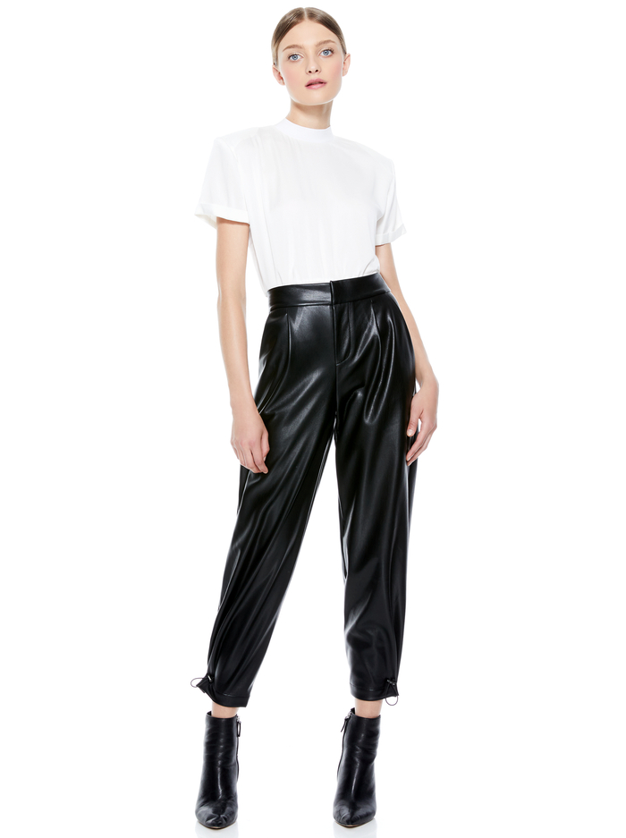 PARIS VEGAN LEATHER TOGGLE JOGGER - BLACK image 4 - Alice And Olivia