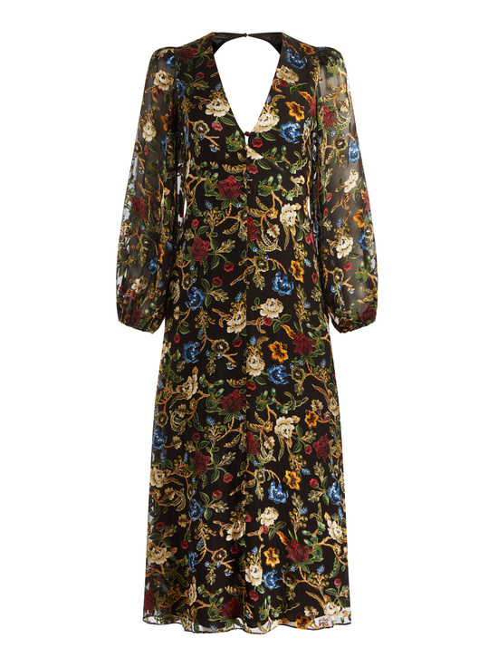 TAPESTRY TRAILS SM BLACK-MONA MIDI DRESS