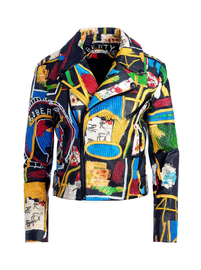 A+O X BASQUIAT CODY EMBELLISHED LEATHER JACKET - LIBERTY image 5 - Alice And Olivia