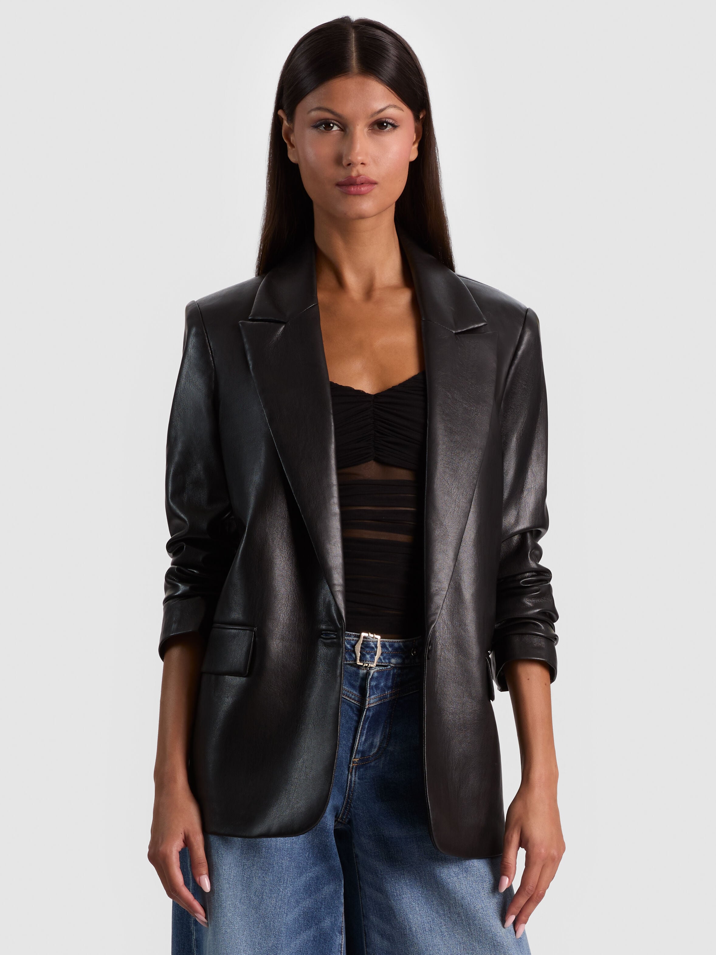 YARDLEY VEGAN JACKET in BLACK | ALICE + OLIVIA