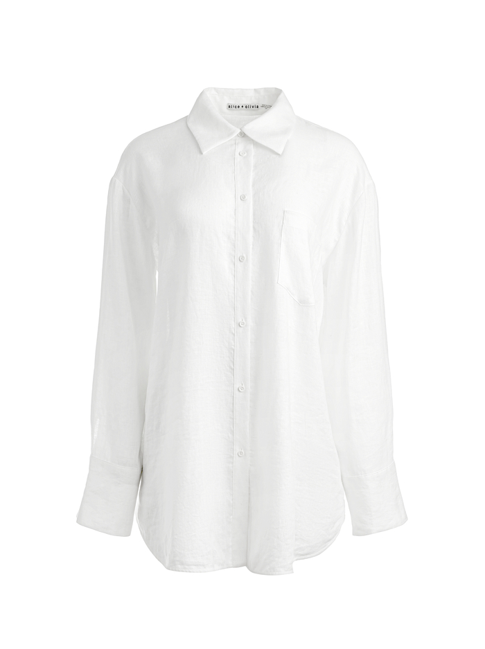 FINELY LINEN OVERSIZED BUTTON DOWN SHIRT - OFF WHITE image 5 - Alice And Olivia