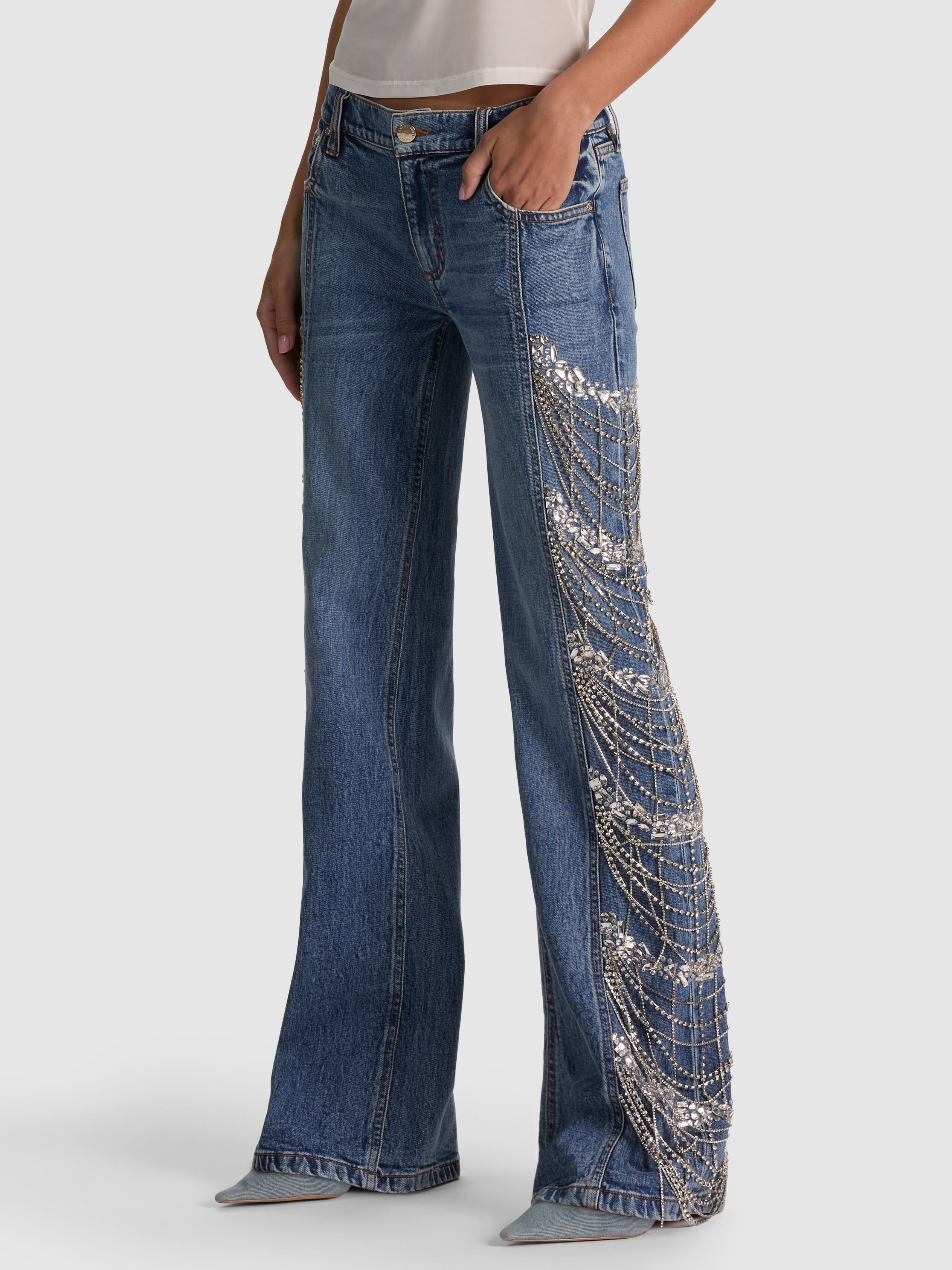 ROXIE EMBELLISHED JEAN in BROOKLYN BLUE | ALICE + OLIVIA